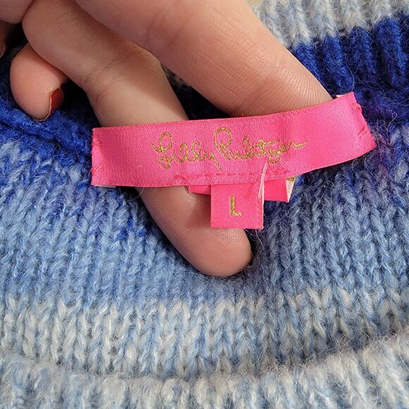 Lilly Pulitzer Elannie Sweater Blue Grotto Marled Ombre Stripe Sz L‎ Long Sleeve - Picture 3 of 14
